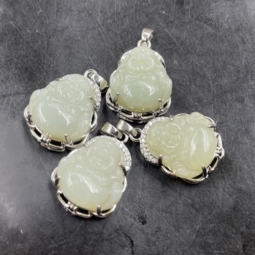 Hetian Jade Laughing Buddha Abundance Necklace Pendant