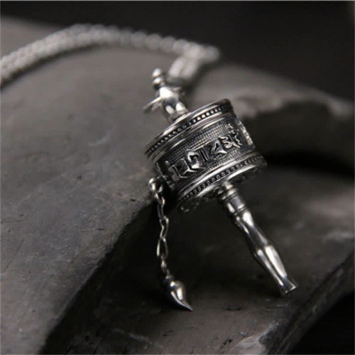925 Silver Om Mani Padme Hum Rotatable Necklace