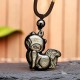 Rainbow Obsidian Nine-Tailed Fox Necklace Pendant
