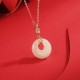 925 Silver Hetian White Jade Coin Flower Necklace 925 Silver Hetian White Jade Coin Flower Necklace