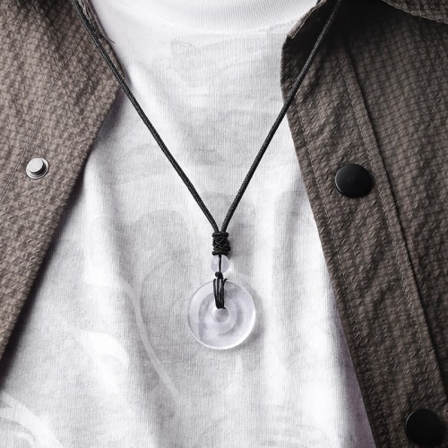 Lucky Coin Healing Crystal Gemstone Necklace