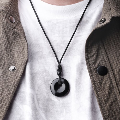 Lucky Coin Healing Crystal Gemstone Necklace