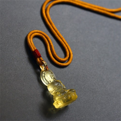 Blue Tathagata Buddha Liuli Crystal Amulet Necklace Blue Tathagata Buddha Liuli Crystal Amulet Necklace