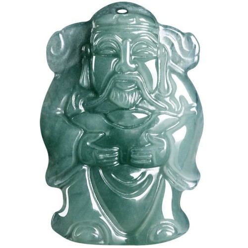 Green Jade God of Wealth Caishen Abundance Necklace Green Jade God of Wealth Caishen Abundance Necklace