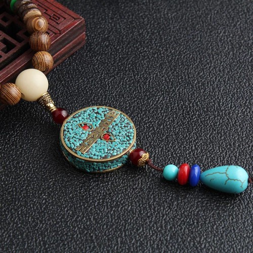 Turquoise Dzi Bead Meditation Necklace