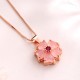 Pink Crystal Love Heart Flower Necklace Pendant Pink Crystal Love Heart Flower Necklace Pendant