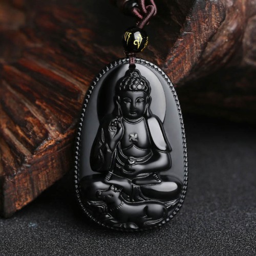 Black Obsidian Buddha Purification Necklace Black Obsidian Buddha Purification Necklace
