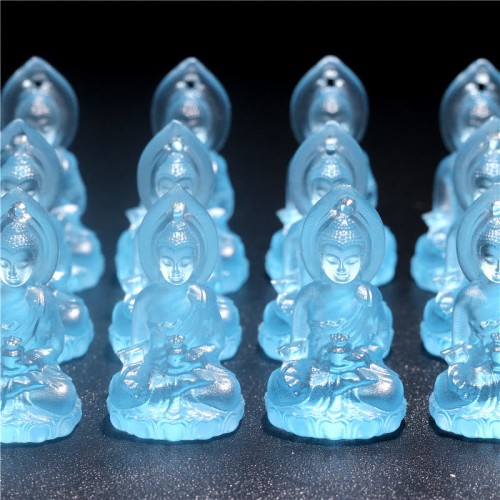 Blue Tathagata Buddha Liuli Crystal Amulet Necklace Blue Tathagata Buddha Liuli Crystal Amulet Necklace