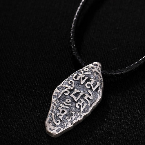 Tibetan 925 Silver Om Mani Padme Hum Necklace Pendant Tibetan 925 Silver Om Mani Padme Hum Necklace Pendant