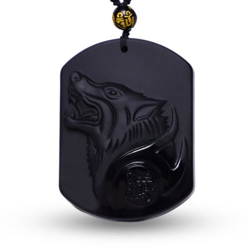 Black Obsidian Wolf Purification Necklace Pendant