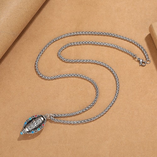 Tibetan Om Mani Padme Hum Rotatable Necklace