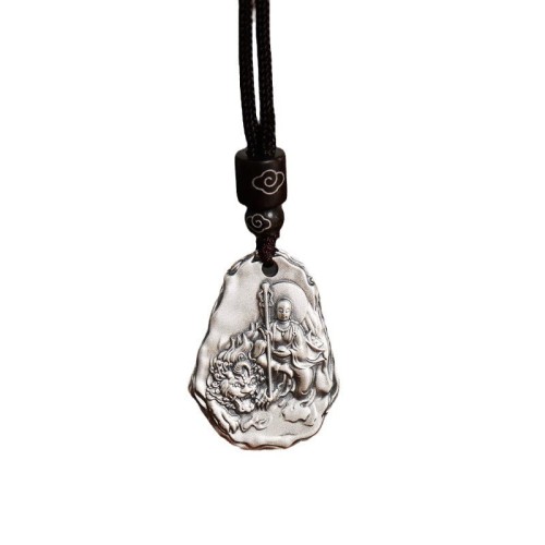Silver Ksitigarbha Buddha Zakiram Goddess Pendant