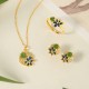 925 Silver Hetian Cyan Jade Flower Luck Necklace Set 925 Silver Hetian Cyan Jade Flower Luck Necklace Set