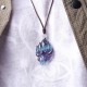 Natural Fluorite Gold Sheen Obsidian Fox Pendant Necklace