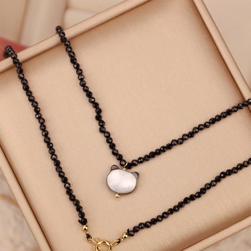 Black Spinel Cute Cat Motivate Choker Necklace Black Spinel Cute Cat Motivate Choker Necklace