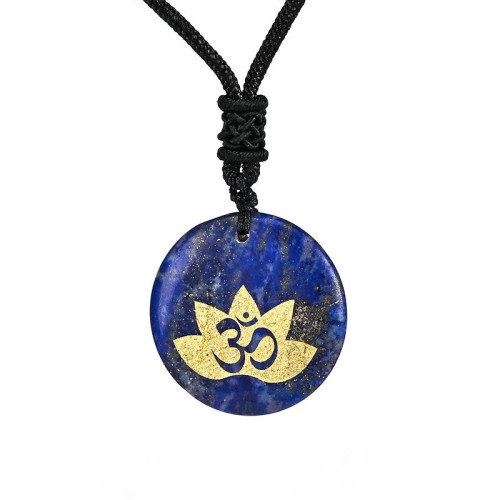 OM Lotus Symbol Amethyst Tiger Eye Healing Necklace OM Lotus Symbol Amethyst Tiger Eye Healing Necklace