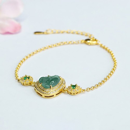 Laughing Buddha Green Jade Zircon Luck Bracelet Laughing Buddha Green Jade Zircon Luck Bracelet