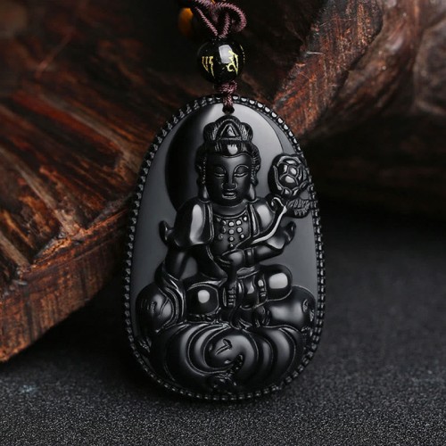Black Obsidian Buddha Purification Necklace Black Obsidian Buddha Purification Necklace