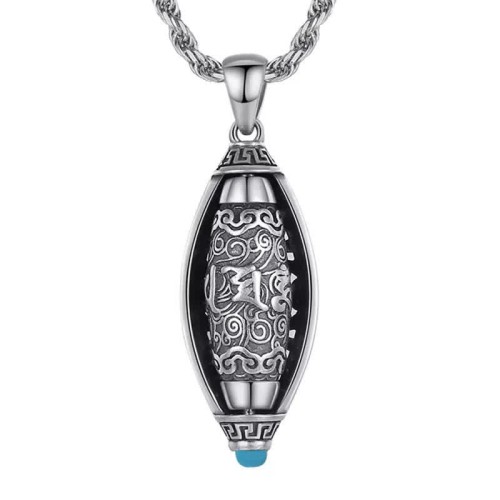 Tibetan Om Mani Padme Hum Rotatable Necklace Pendant
