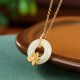 925 Silver Hetian Jade Peace Buckle Flower Necklace 925 Silver Hetian Jade Peace Buckle Flower Necklace