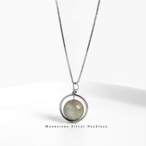 925 Silver Moonstone Love Planet Necklace Pendant 925 Silver Moonstone Love Planet Necklace Pendant