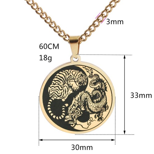 Tiger Dragon Titanium Steel Chain Necklace Tiger Dragon Titanium Steel Chain Necklace