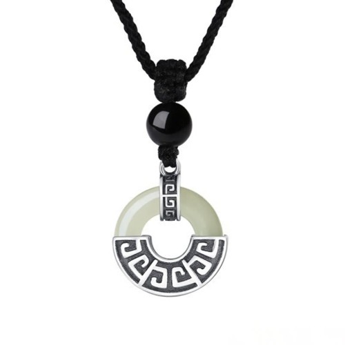 925 Silver Hetian Jade Prosperity Peace Necklace 925 Silver Hetian Jade Prosperity Peace Necklace