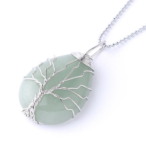Natural Quartz Crystal Tree of Life Healing Necklace Pendant Natural Quartz Crystal Tree of Life Healing Necklace Pendant