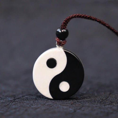 Black Obsidian White Turquoise Yin Yang Strength Pendant Black Obsidian White Turquoise Yin Yang Strength Pendant