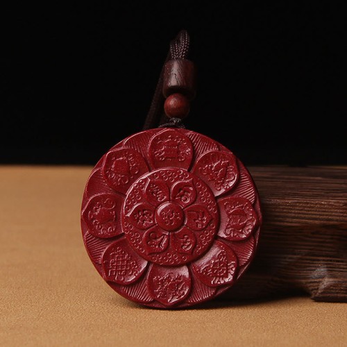 Cinnabar Lotus Om Mani Padme Hum Necklace Pendant Cinnabar Lotus Om Mani Padme Hum Necklace Pendant