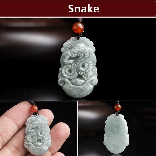 Natural Jade 12 Chinese Zodiac Success Necklace Pendant