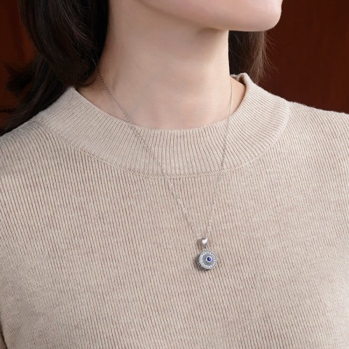 925 Sterling Silver Om Mani Padme Hum Lazurite Necklace