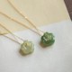 Hetian Jade Cyan Jade Floral Charm Necklace Pendant