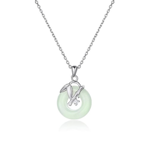 Hetian Jade Bamboo Leaf Prosperity Necklace Pendant