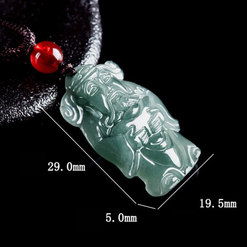 Green Jade God of Wealth Caishen Abundance Necklace Green Jade God of Wealth Caishen Abundance Necklace