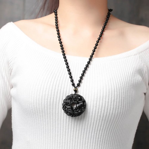 Black Obsidian Peace Pixiu Purification Pendant Black Obsidian Peace Pixiu Purification Pendant