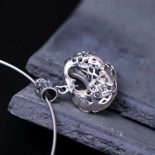 Silver Chalcedony Koi Fish Luck Pendant Silver Chalcedony Koi Fish Luck Pendant