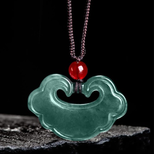 Green Jade Chinese Lock Luck Necklace Pendant Green Jade Chinese Lock Luck Necklace Pendant