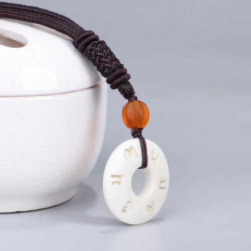 Ivory Fruit Om Mani Padme Hum Necklace Pendant