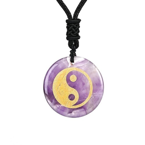 Amethyst Tiger Eye Green Aventurine Yin Yang Necklace Amethyst Tiger Eye Green Aventurine Yin Yang Necklace
