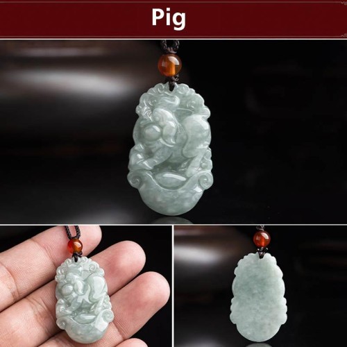 Natural Jade 12 Chinese Zodiac Success Necklace Pendant