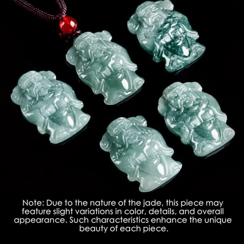 Green Jade God of Wealth Caishen Abundance Necklace Green Jade God of Wealth Caishen Abundance Necklace