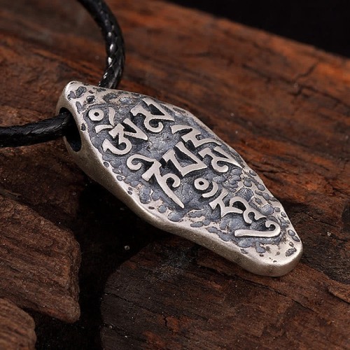 Tibetan 925 Silver Om Mani Padme Hum Necklace Pendant Tibetan 925 Silver Om Mani Padme Hum Necklace Pendant