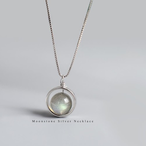 925 Silver Moonstone Love Planet Necklace Pendant 925 Silver Moonstone Love Planet Necklace Pendant