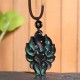 Rainbow Obsidian Nine-Tailed Fox Necklace Pendant