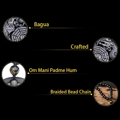Bagua Dragon Phoenix Obsidian Fulfilment Necklace Bagua Dragon Phoenix Obsidian Fulfilment Necklace