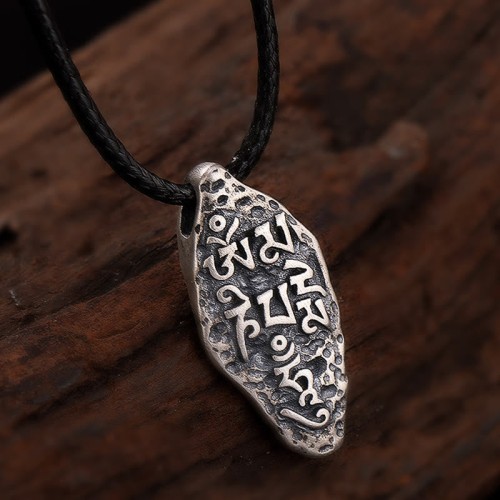 Tibetan 925 Silver Om Mani Padme Hum Necklace Pendant Tibetan 925 Silver Om Mani Padme Hum Necklace Pendant