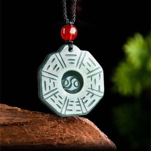 Natural Jade FengShui Bagua Yin Yang Prosperity Necklace Natural Jade FengShui Bagua Yin Yang Prosperity Necklace