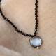 Black Spinel Cute Cat Motivate Choker Necklace Black Spinel Cute Cat Motivate Choker Necklace