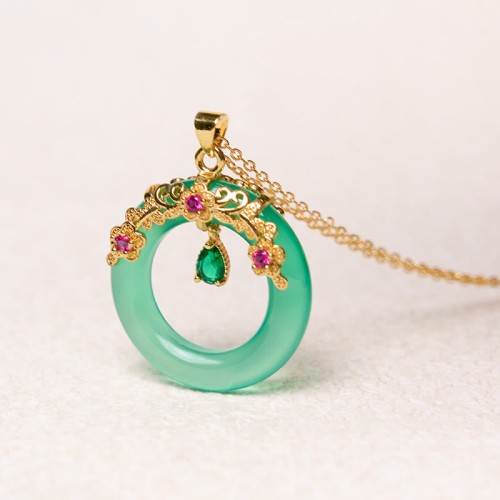 Green Chalcedony Peace Strength Necklace Green Chalcedony Peace Strength Necklace